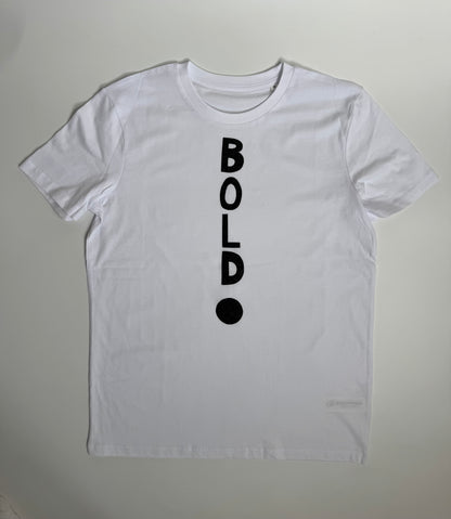T-Shirt Unisex, BOLD, Weiß / Schwarz Glitzer, Lila Glitzer