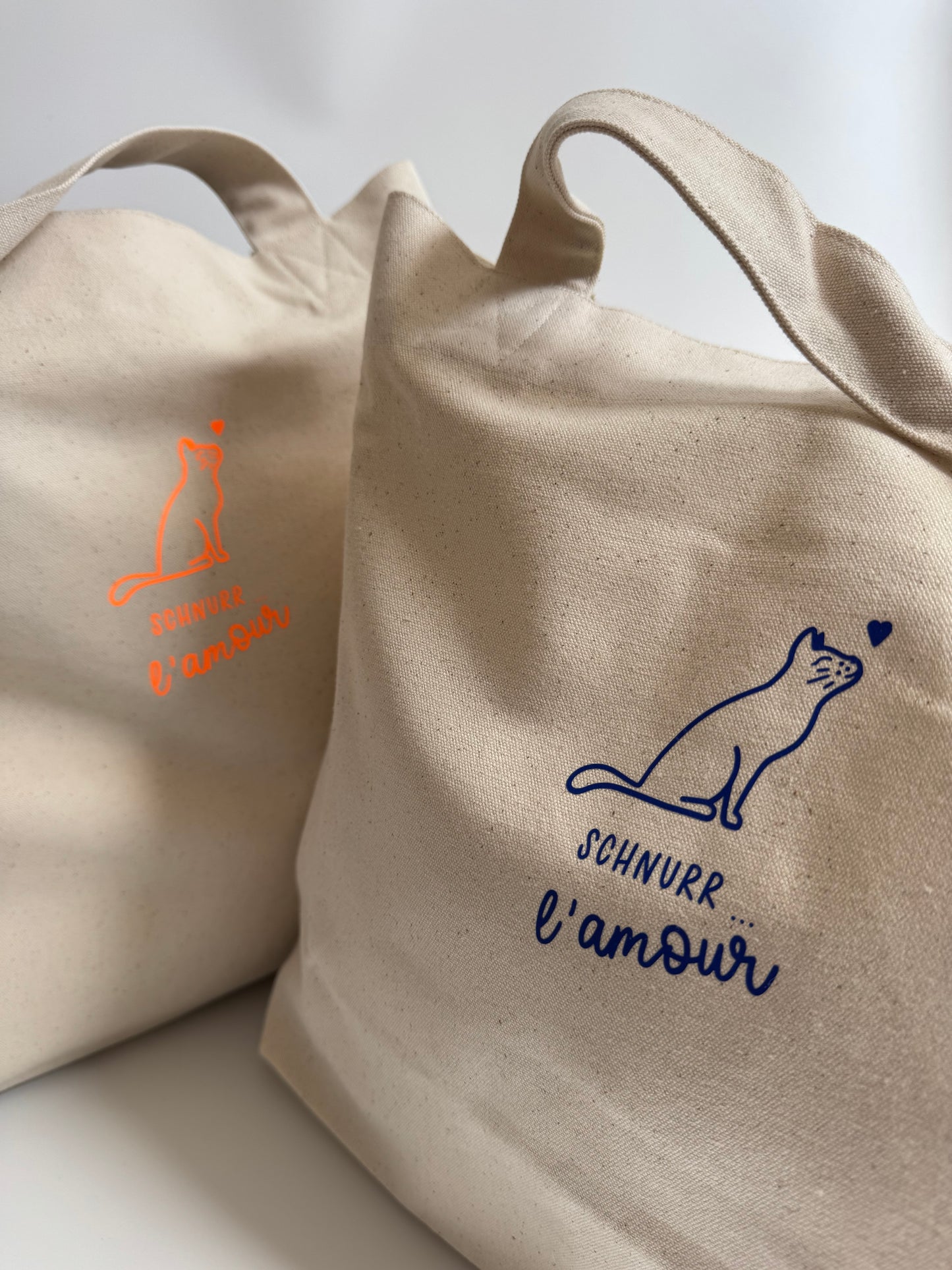 Strandtasche, Schnurr l'amour, Natural / Blau, Neon Orange