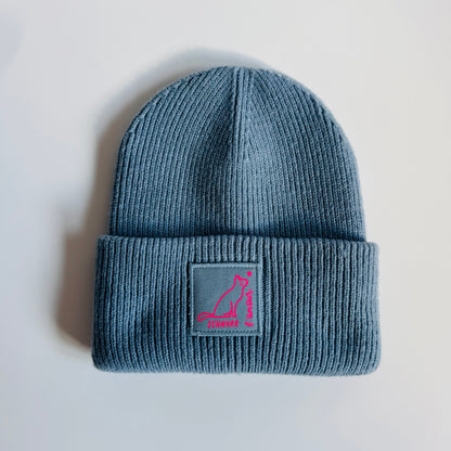 Mütze, Katze Schnurr l‘amour, blau / neon pink