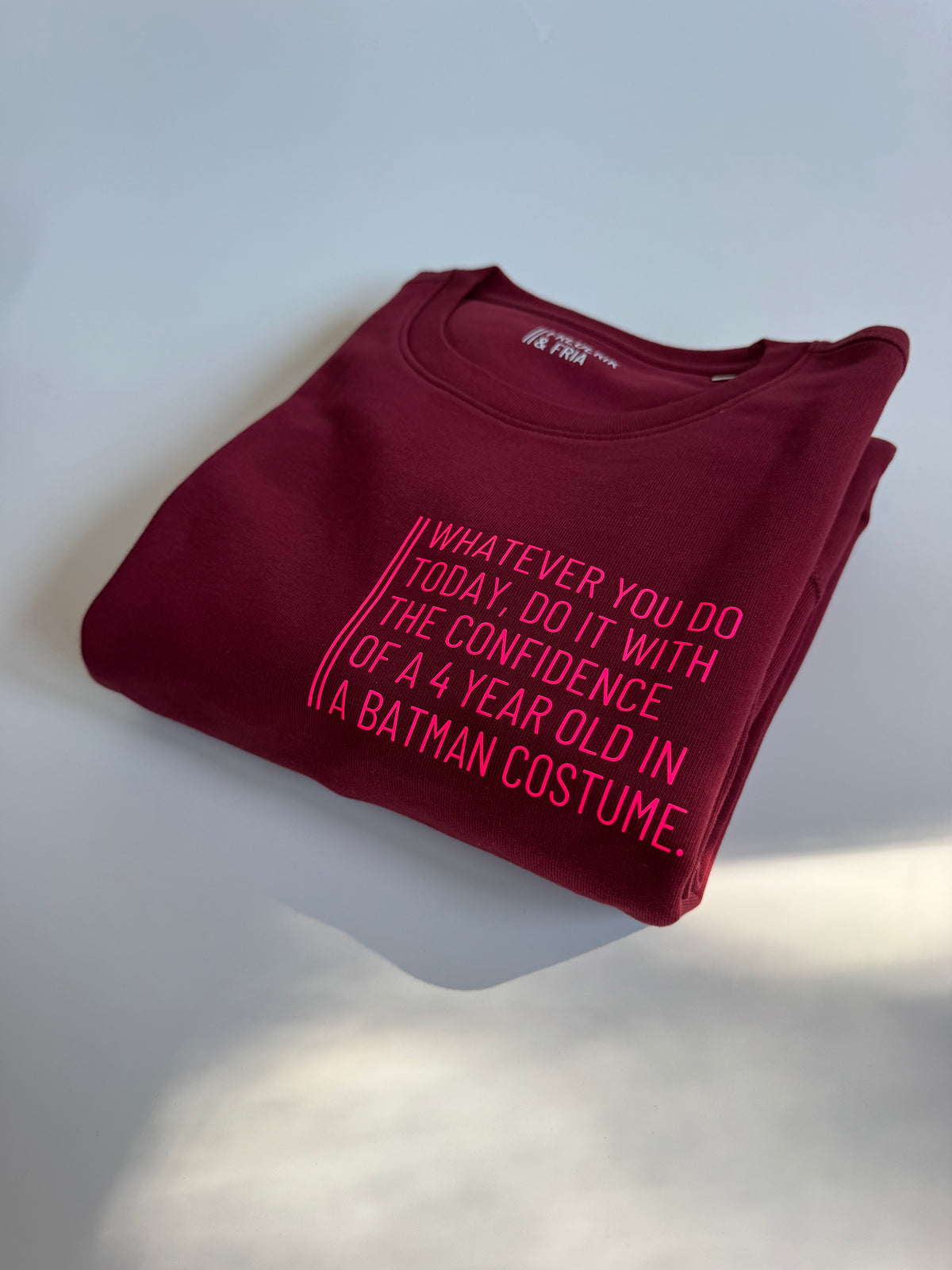Sweatshirt Unisex '...batman...': Burgundy / Neon Pink