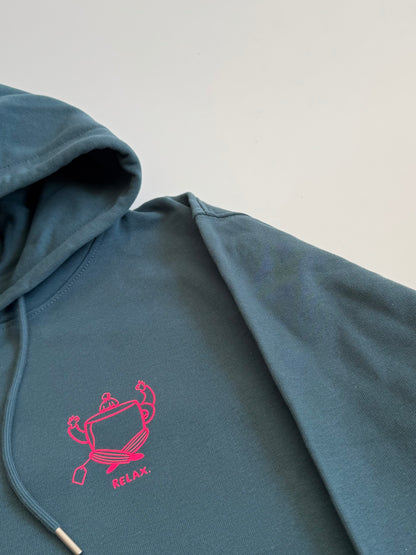 Hoodie Unisex 'Relax': Petrol / Neon Pink
