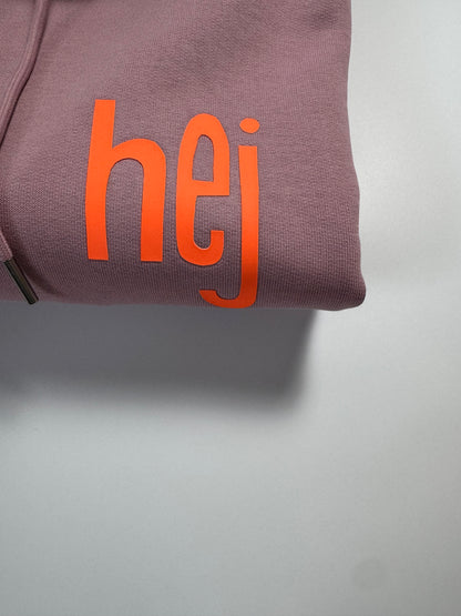 Hoodie Unisex 'hej': Rosalila / Neon Orange