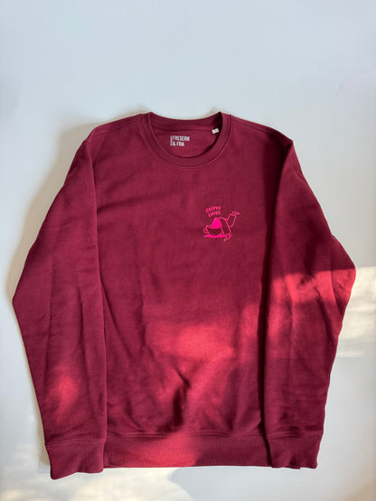 Sweatshirt Unisex, Coffee Lover, Burgundy / Neon Pink