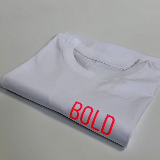 T-Shirt Unisex, BOLD, Weiß / Neon Pink
