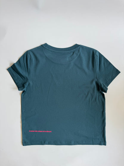 T-Shirt, Frauen, 'Unshushable.', Petrol / Neon Pink