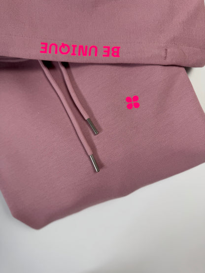 Hoodie Unisex 'Be unique.': Rosalila / Neon Pink