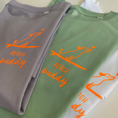 T-Shirt Frauen 'Beach Buddy': Lila, Jade, Weiß / Neon Orange
