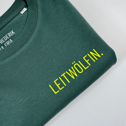 T-Shirt Frauen  'Leitwölfin / Leitwolf.': Grün / Neon Gelb