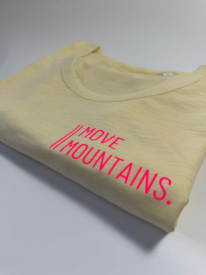 T-Shirt Frauen ‚Move Mountains‘, : gelb / neon pink
