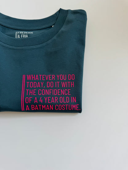 T-Shirt, Frauen, ‚…batman…‘, Petrol / Neon Pink