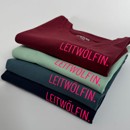 T-Shirt Frauen  'Leitwölfin / Leitwolf.': Burgundy, Jade, Petrol, Navy / Neon Pink