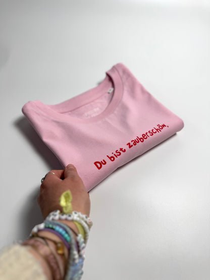 T-Shirt Frauen, Rundhals, Frau Zauberschön, Rosa / Rot