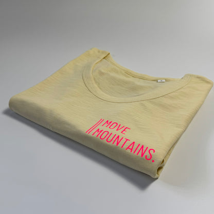 T-Shirt Frauen ‚Move Mountains‘, : gelb / neon pink