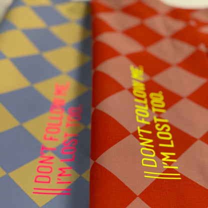 Einkaufstasche 'Don't follow me...' Raute Hellblau / Neon Pink