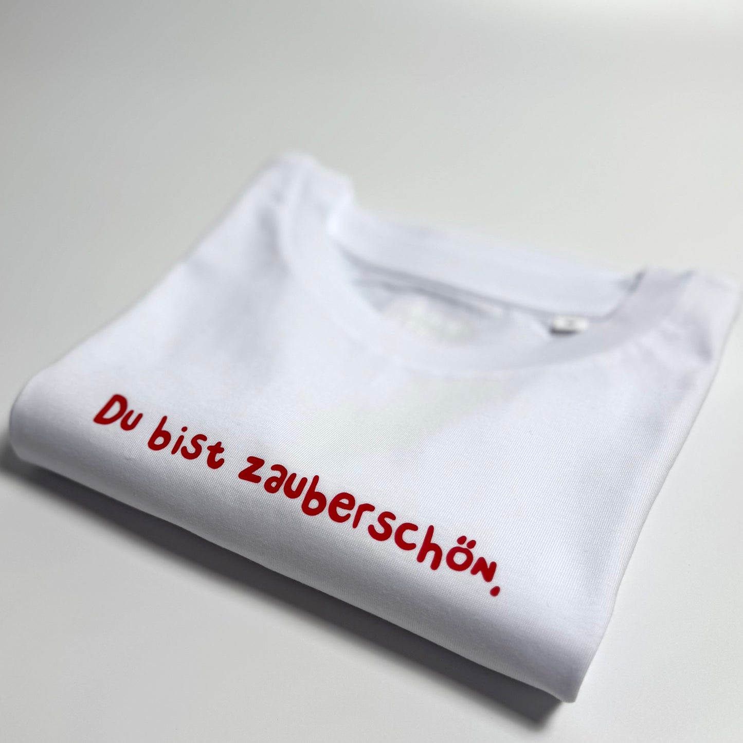 T-Shirt Frauen, Rundhals, Frau Zauberschön, Weiß / Rot