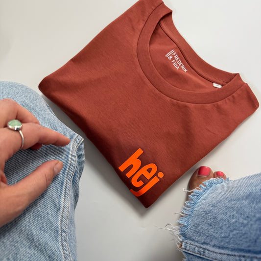 T-Shirt Unisex ‚hej‘ Hibiscus / Neon Orange