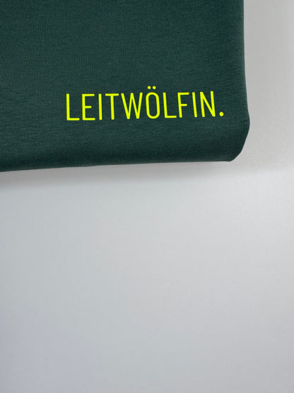 T-Shirt Frauen  'Leitwölfin / Leitwolf.': Grün / Neon Gelb
