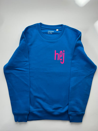 Sweatshirt Unisex 'hej': Pazifik Blau / Neon Pink