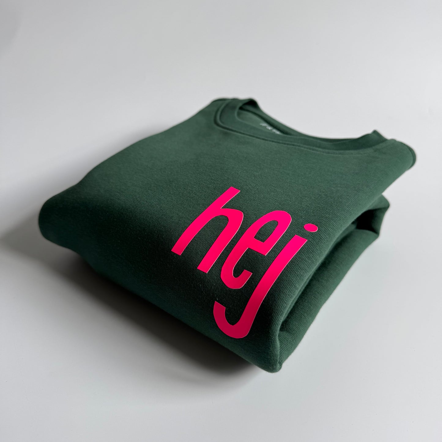 Sweatshirt Unisex 'hej': Bottle Green / Neon Pink