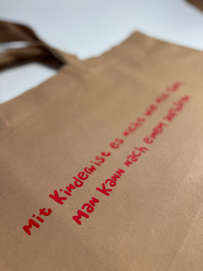 Einkaufstasche, Frau Zauberschön, Mocca / Rot