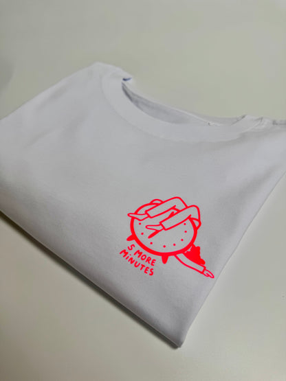 T-Shirt, Frauen, 5 more minutes, Weiß / Neon Pink, Neon Orange