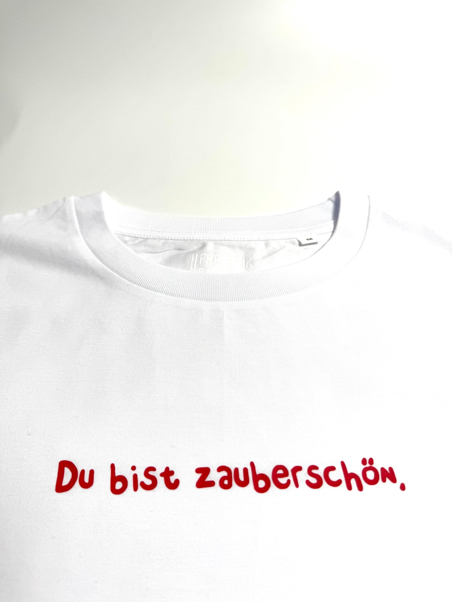 T-Shirt Frauen, Rundhals, Frau Zauberschön, Weiß / Rot