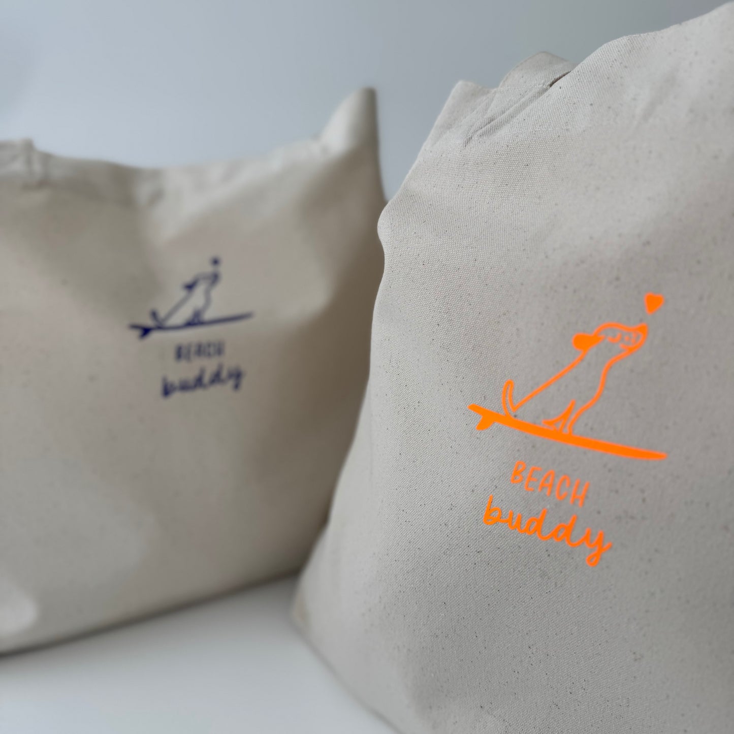 Strandtsche, Beach Buddy, Natural / Blau, Neon Orange