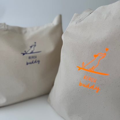 Strandtsche, Beach Buddy, Natural / Blau, Neon Orange