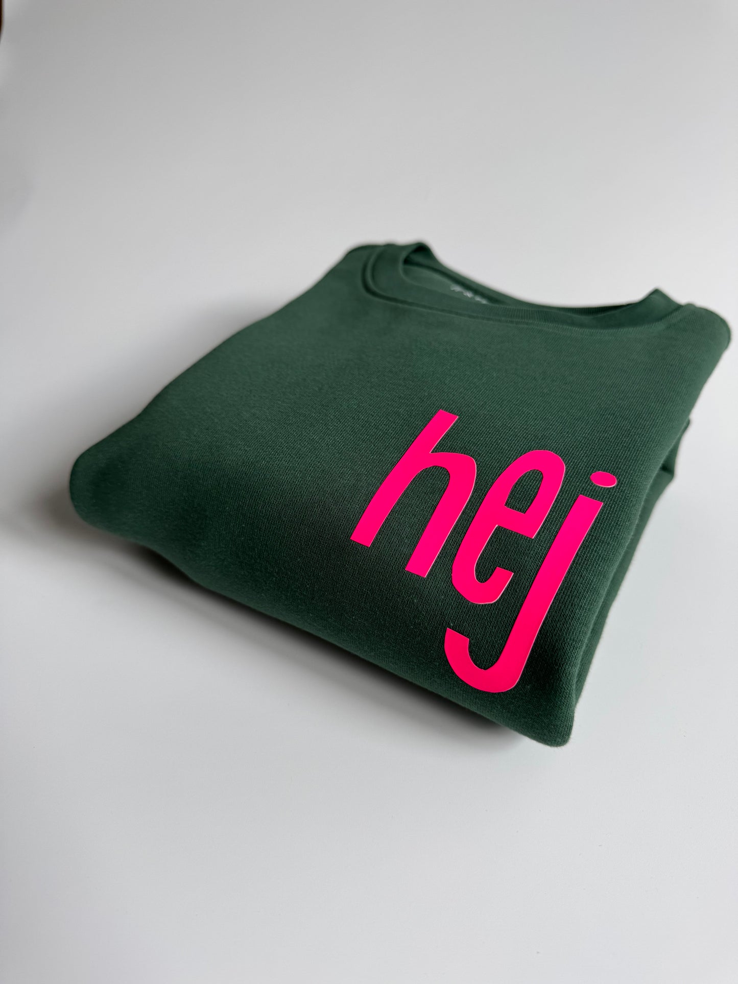 Sweatshirt Unisex 'hej': Bottle Green / Neon Pink
