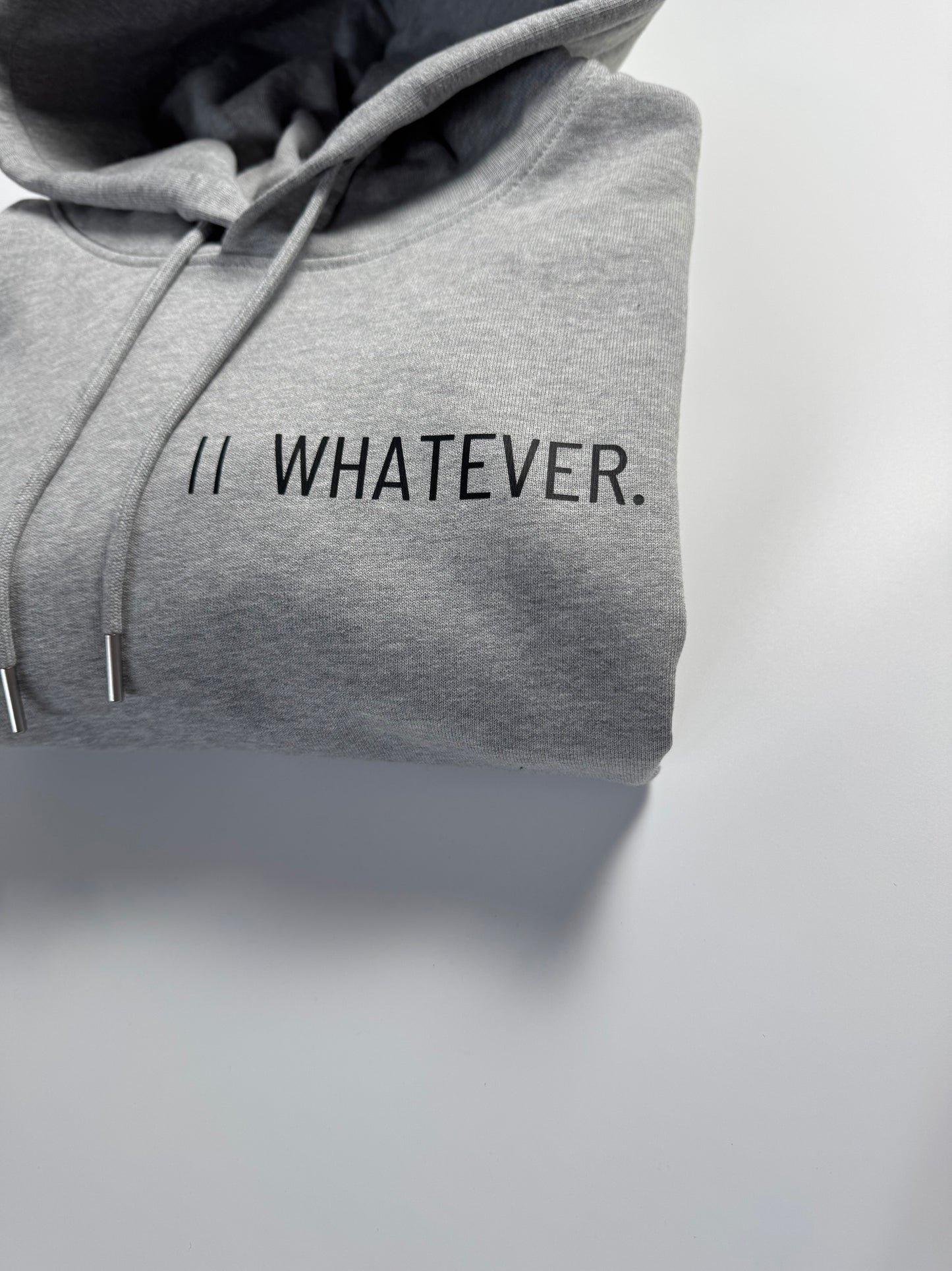 Hoodie Unisex ' Whatever.': Heather Grey / Schwarz