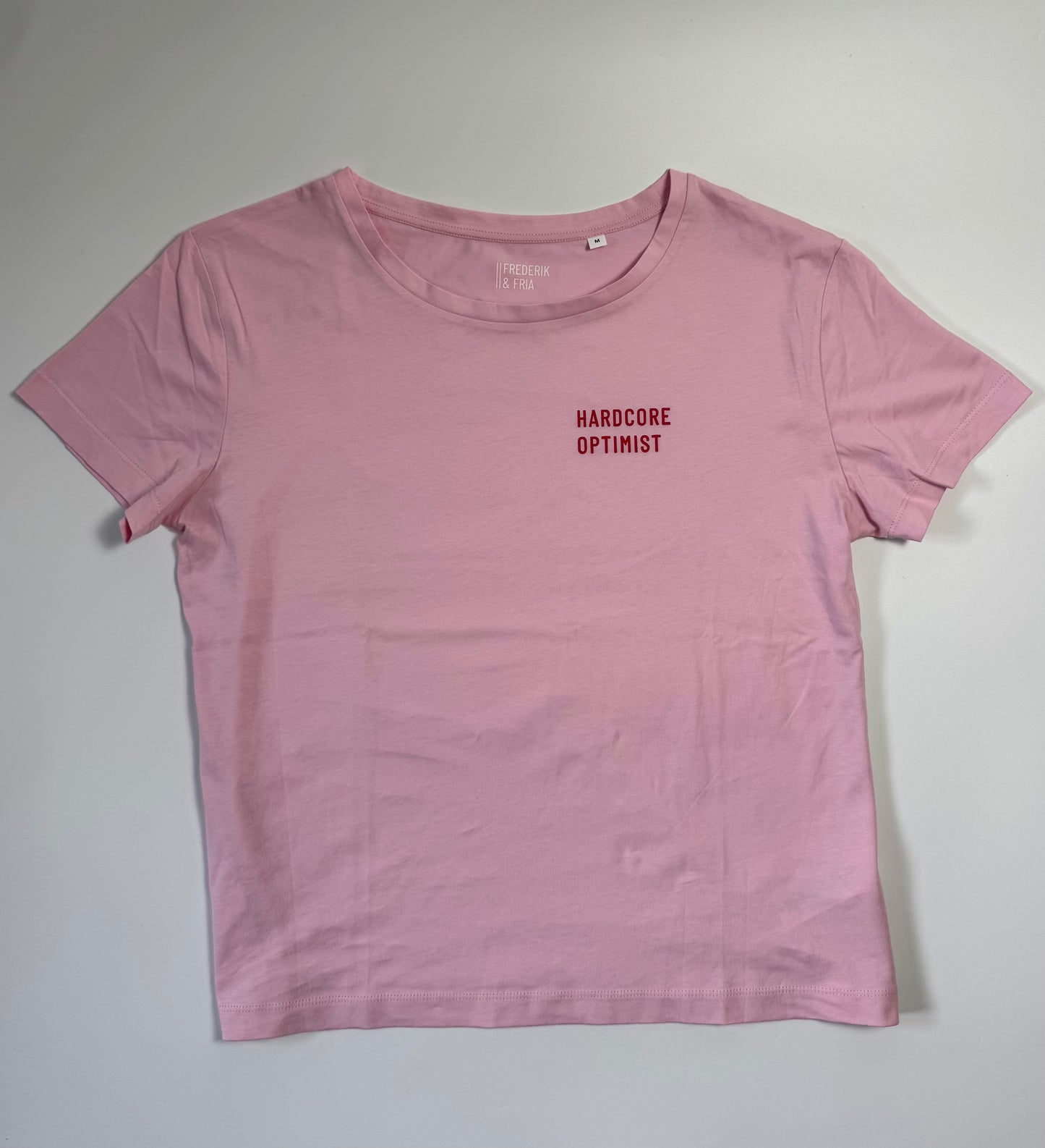 T-Shirt Frauen‚ 'Hardcore Optimist‘: rosa / rot