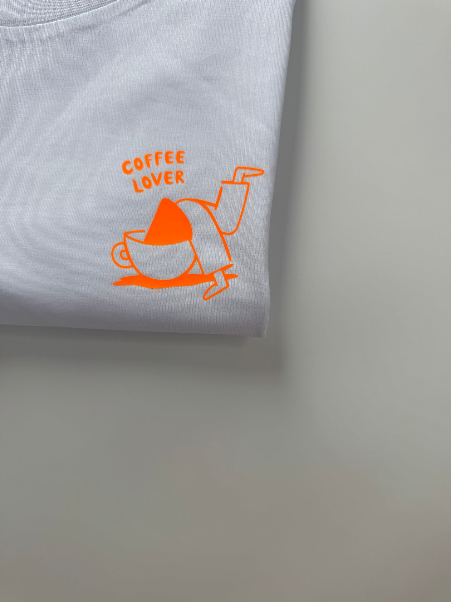 T-Shirt, Frauen, Coffee Lover, Weiß / Neon Pink, Neon Orange