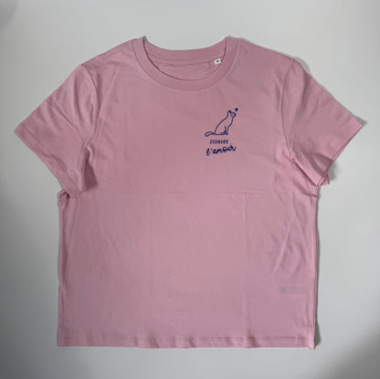 T-Shirt Frauen Katze Schnurr l‘amour (B): Rosa / Blau
