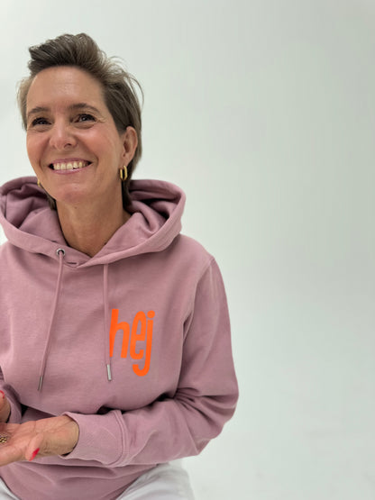 Hoodie Unisex 'hej': Rosalila / Neon Orange
