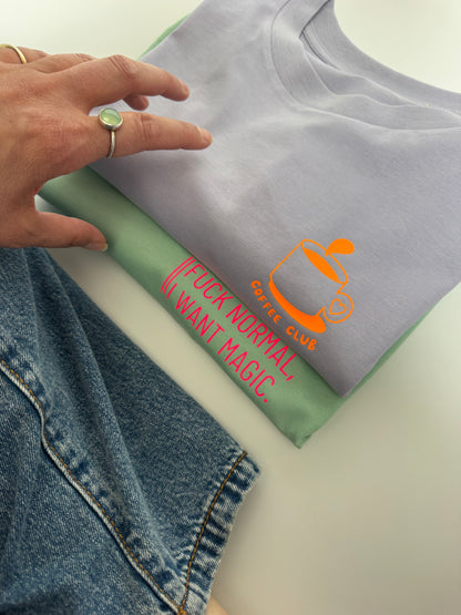 T-Shirt Frauen  'Coffee Club.': Lila / Neon Orange