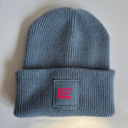 Mütze, 'Easy like Sunday morning.', blau / neon pink