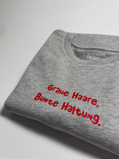 T-Shirt Unisex, Frau Zauberschön, Grau / Rot