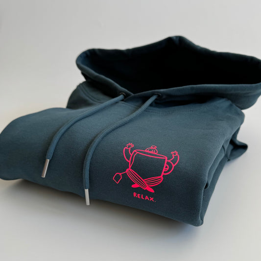 Hoodie Unisex 'Relax': Petrol / Neon Pink