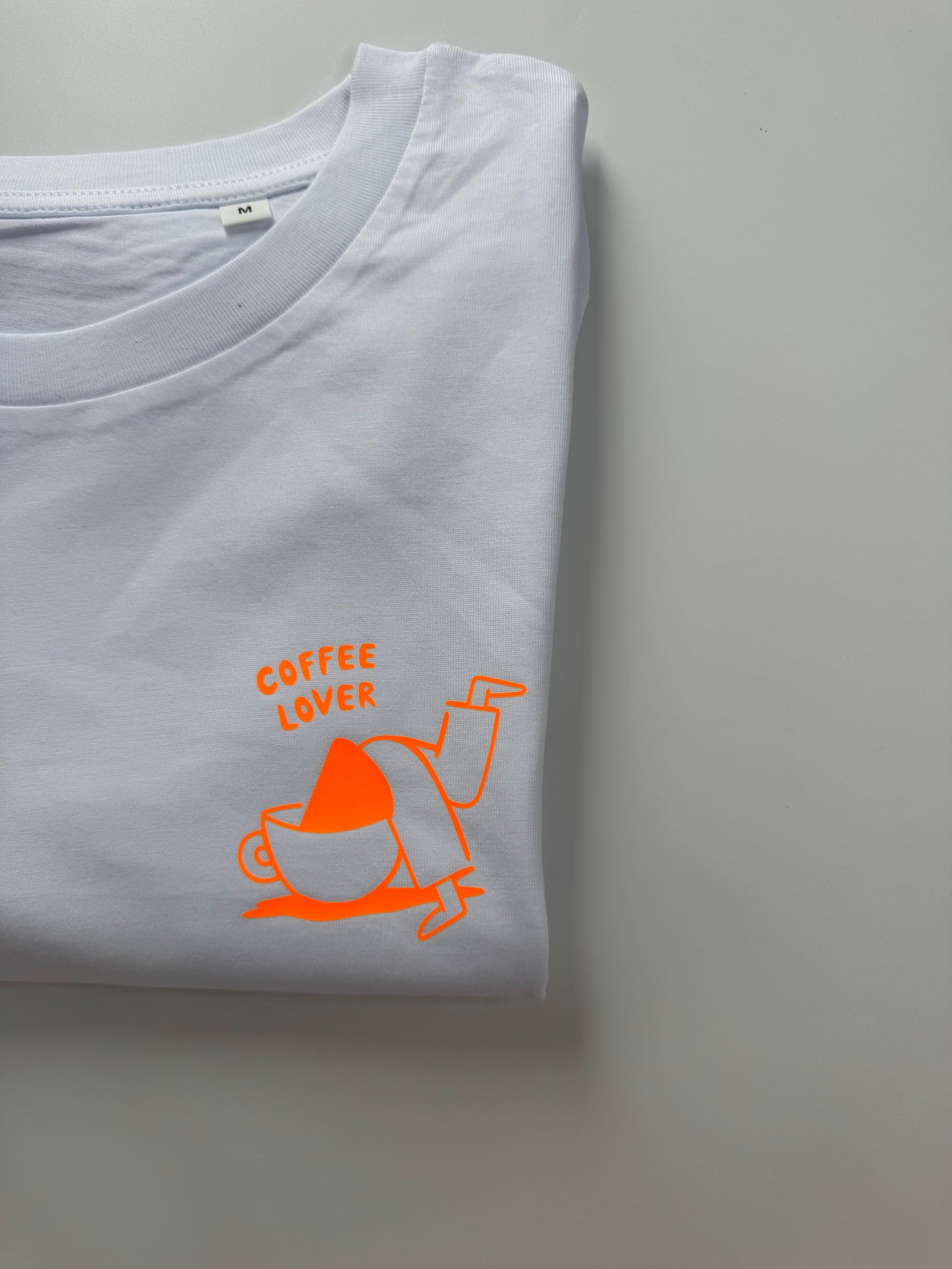T-Shirt, Frauen, Coffee Lover, Weiß / Neon Pink, Neon Orange