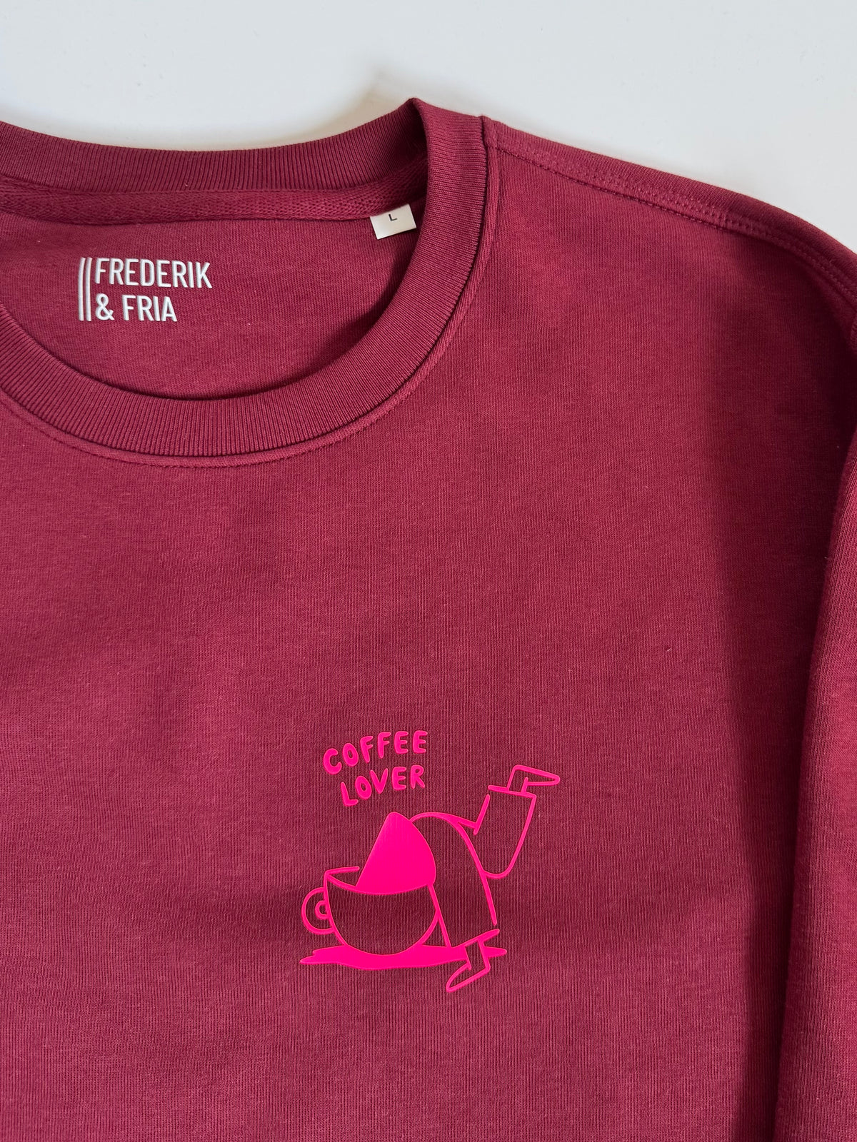 Sweatshirt Unisex, Coffee Lover, Burgundy / Neon Pink