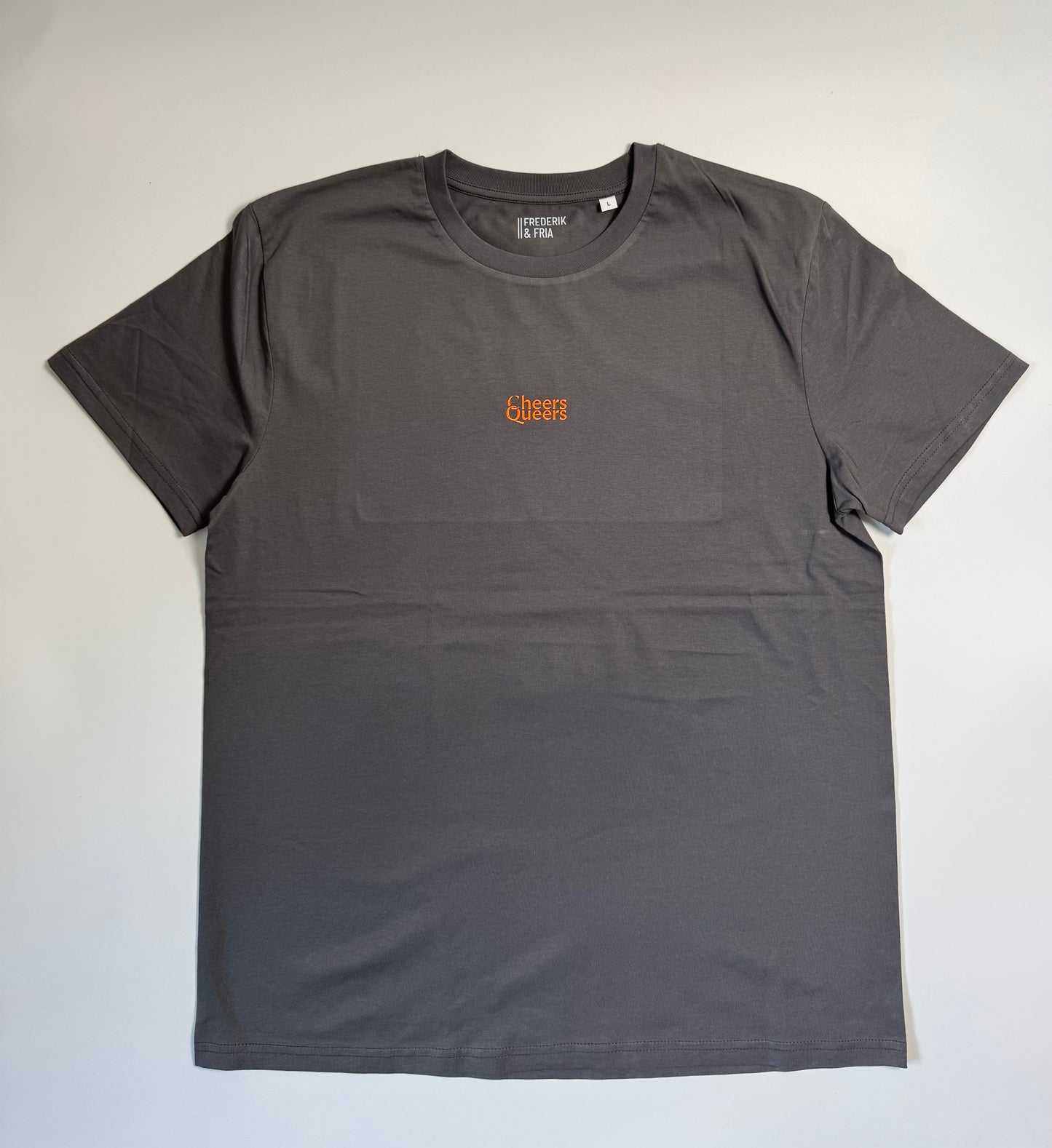 T-Shirt Unisex 'Cheers Queers': anthrazit / neon orange
