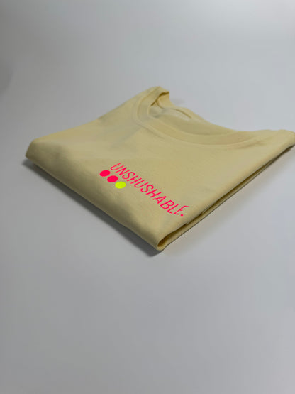 Frauen-Shirt ,unshushable‘: lila, weiß, gelb / neon pink