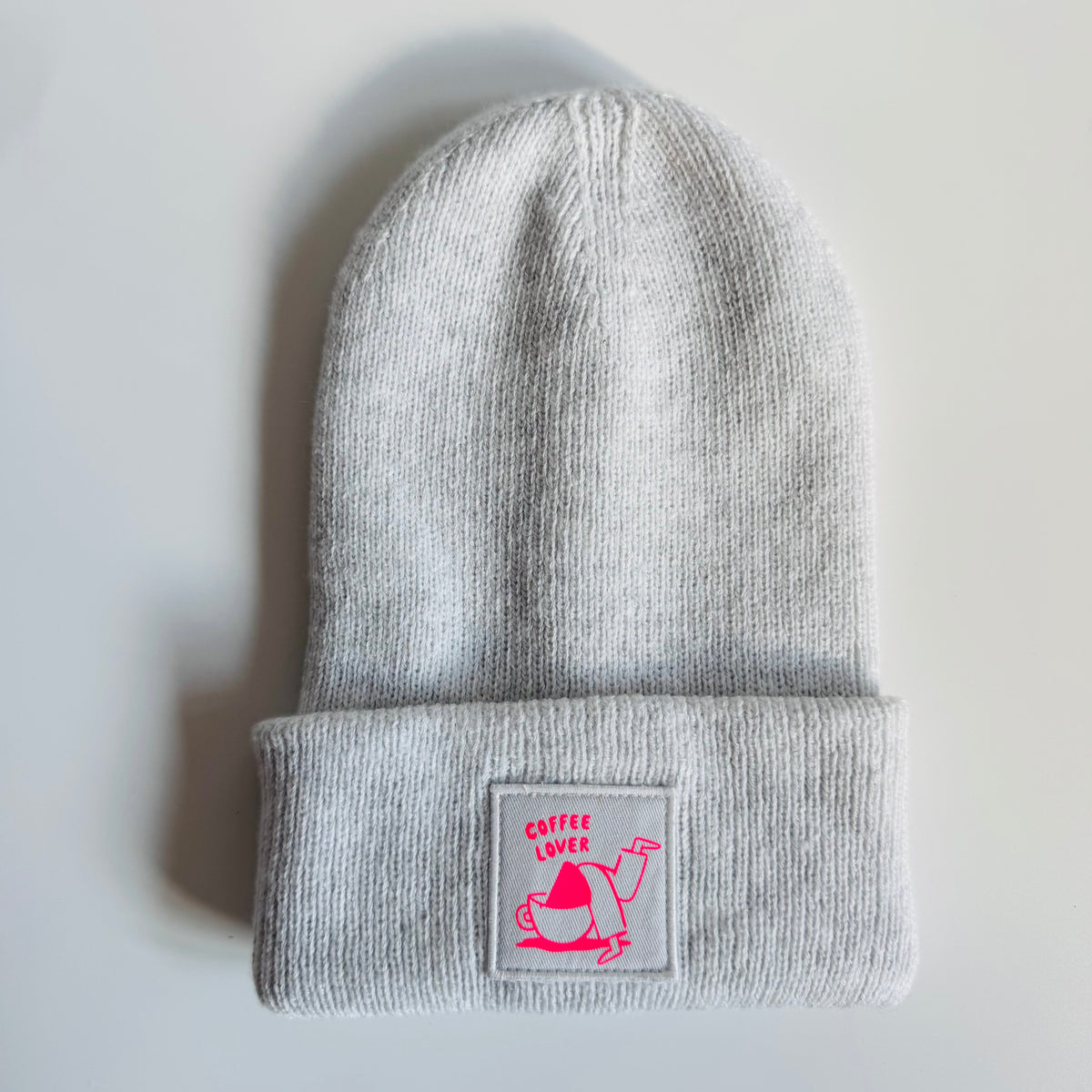 Mütze, Coffee Lover, grau / neon pink