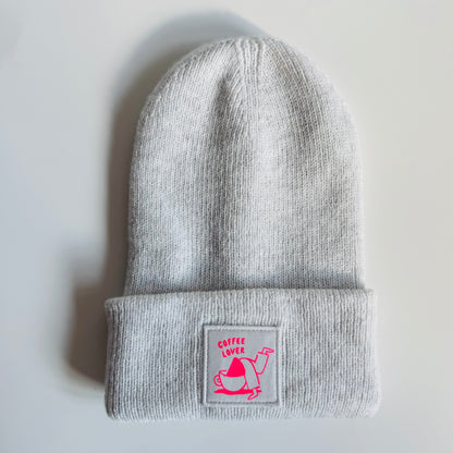 Mütze, Coffee Lover, grau / neon pink