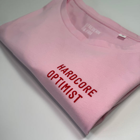 T-Shirt Frauen‚ 'Hardcore Optimist‘: rosa / rot