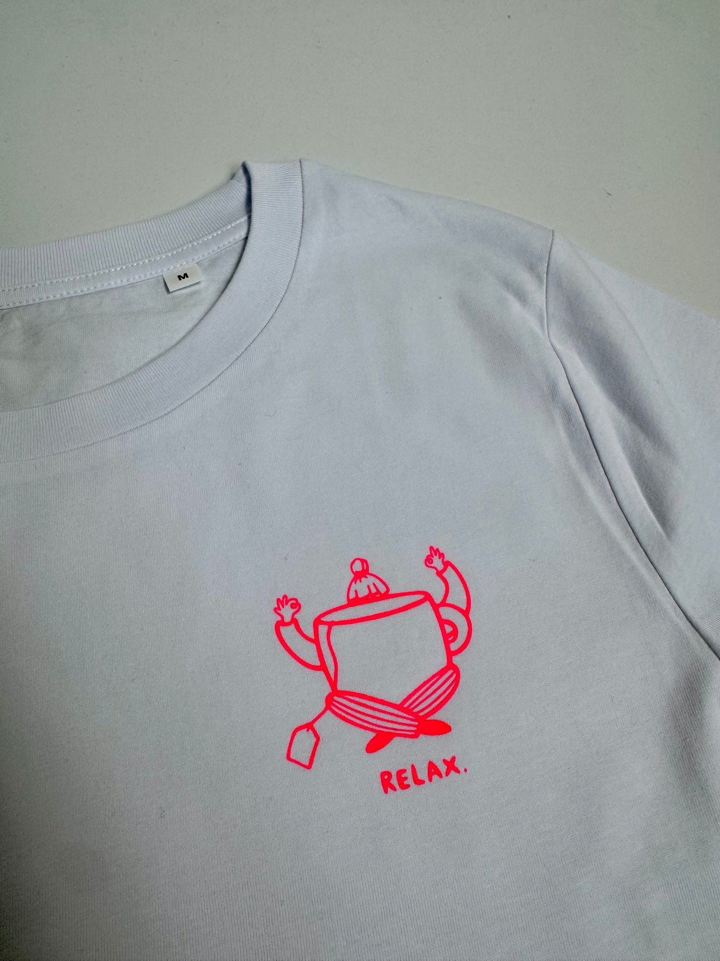 T-Shirt, Frauen, Relax, Weiß / Neon Pink, Neon Orange