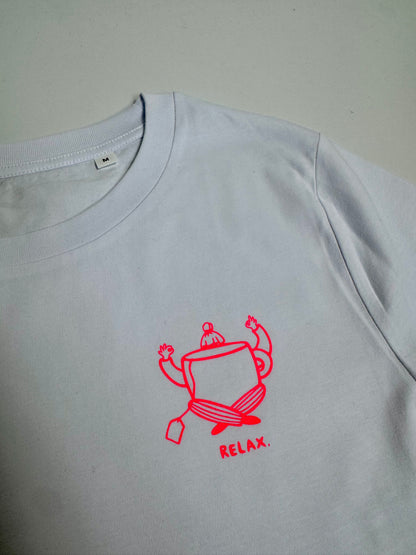 T-Shirt, Frauen, Relax, Weiß / Neon Pink, Neon Orange