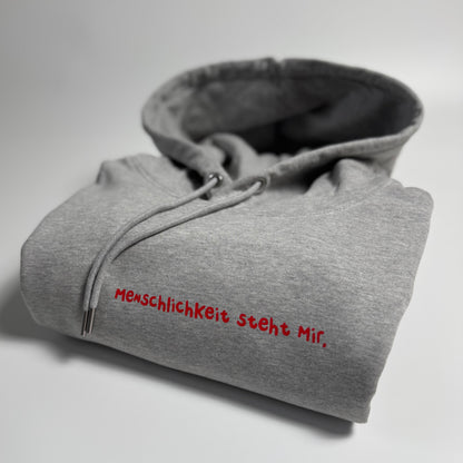 Hoodie Unisex, Frau Zauberschön: Grau / Rot