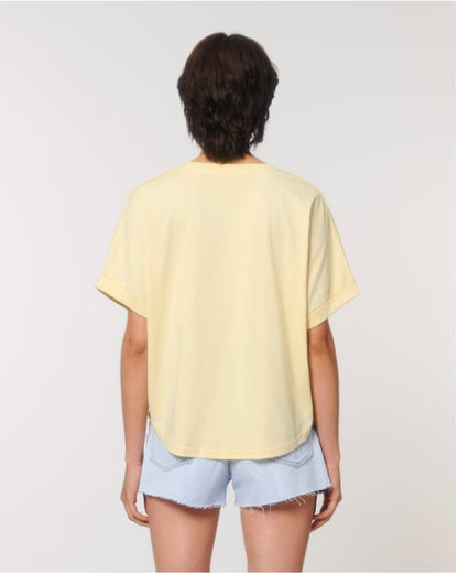 Frauen-Shirt ‚Don’t follow me, I‘m lost too.‘: butter / neon pink