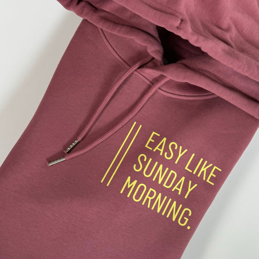 Hoodie Unisex 'Easy like Sunday morning.': Hibiscus Rose / Blass Gelb